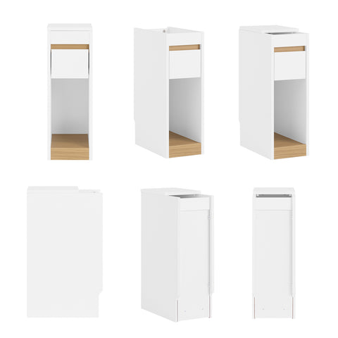 SoBuy FBT163-WN Yöpöydät irrotettavalla kannella ja laatikolla – Kapea sivupöytä sohvan viereen – Yöpöytä makuu- tai olohuoneeseen – Valkoinen ja puunvärinen korkea kapea pöytä 20 x 35 x 60 cm, malli