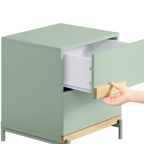 SoBuy FBT164-GR Yöpöytä 2 laatikolla – Sivu-/apupöytä makuuhuoneeseen ja olohuoneeseen, Vihreä, 40x44x49 cm