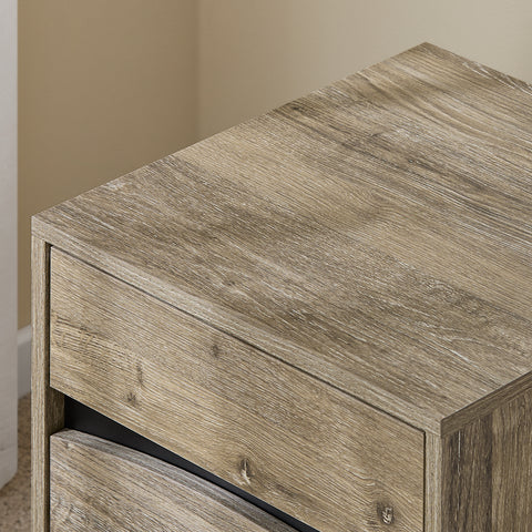 SoBuy FBT165-N Yöpöytä, 2 kaarevaa etulaatikkoa, puuefekti & metallijalat, moderni sivupöytä makuuhuoneeseen, 40×40×47 cm, luonnollinen