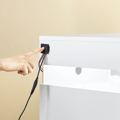 SoBuy FBT167-E-W Yöpöytä, 3 laatikkoa, 2 akryylisivupaneelia & LED-valaistus, 3 säädettävää väriä, Moderni yöpöytä makuuhuoneeseen & olohuoneeseen, L41 × S40 × K52 cm, Valkoinen