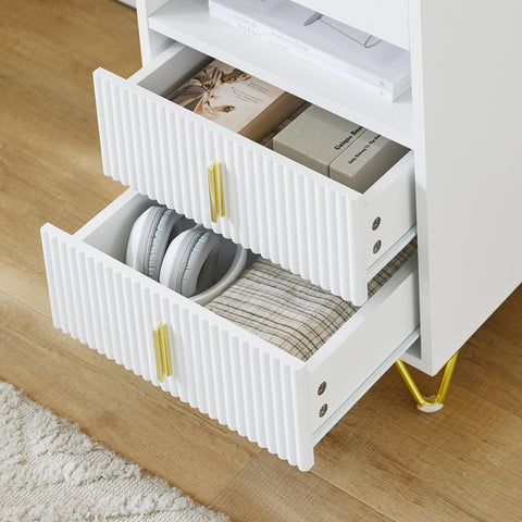 SoBuy FBT168-W Yöpöytä, Sängynvieruspöytä 3 laatikolla ja hyllyllä, Moderni Sivupöytä Makuuhuoneeseen ja Olohuoneeseen, Valkoinen L40 x S40 x K63 cm
