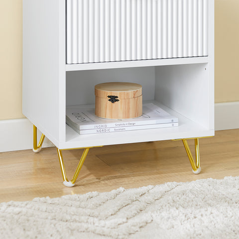 SoBuy FBT169-W Yöpöytä, Sängynvieruspöytä laatikolla ja hyllyllä, Moderni sivupöytä makuuhuoneeseen ja olohuoneeseen, Valkoinen L40 x S40 x K51 cm