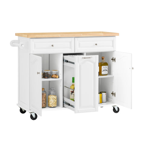 SoBuy Keittiösaareke Pyörillä puukuitulevyä Valkoinen FKW100-WN