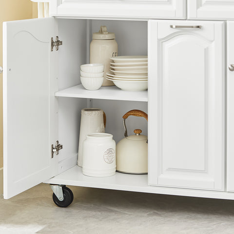SoBuy Keittiösaareke Pyörillä puukuitulevyä Valkoinen FKW100-WN