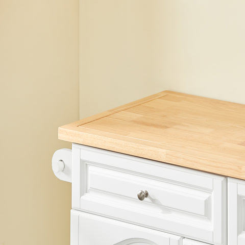 SoBuy Keittiösaareke Pyörillä puukuitulevyä Valkoinen FKW100-WN