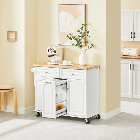 SoBuy Keittiösaareke Pyörillä puukuitulevyä Valkoinen FKW100-WN