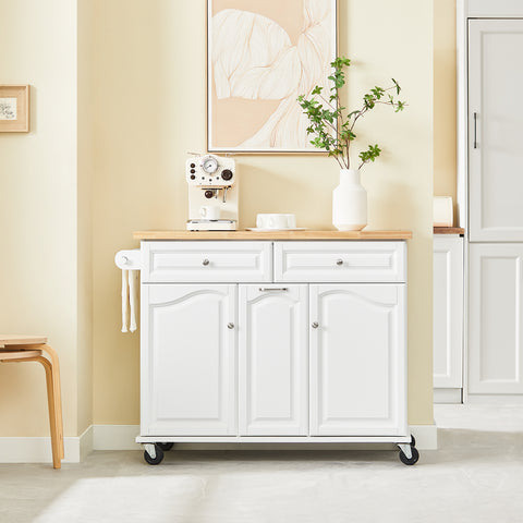 SoBuy Keittiösaareke Pyörillä puukuitulevyä Valkoinen FKW100-WN