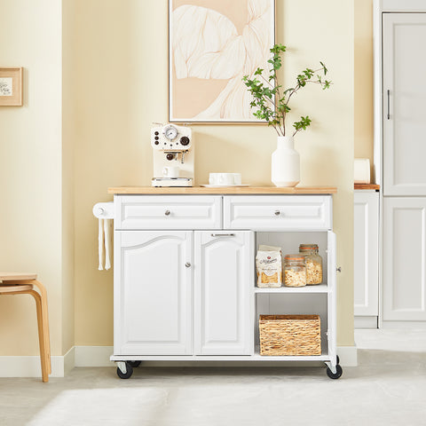 SoBuy Keittiösaareke Pyörillä puukuitulevyä Valkoinen FKW100-WN