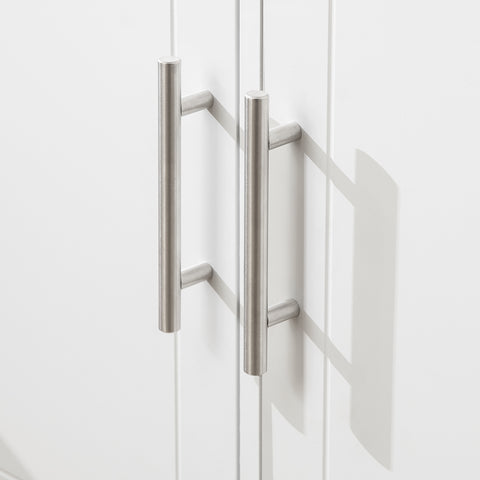 SoBuy FKW108-W Monitoiminen Keittiövaunu Ruostumattomalla Teräslevyllä – Laatikoita ja Kaappi, Sivuhylly, Täydellinen Keittiön Säilytykseen ja Liikkuva Valkoinen Kaappi 107 x 46 x 94 cm