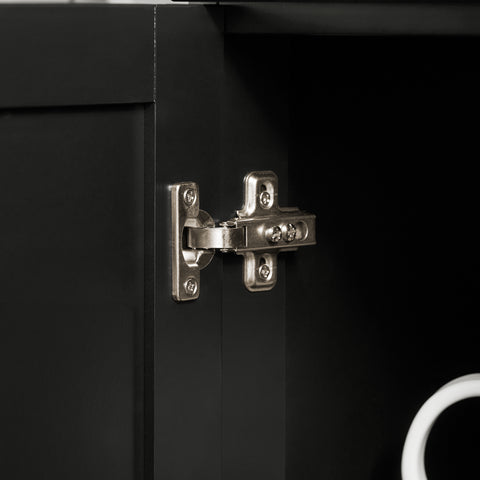 SoBuy FKW110-SCH Keittiövaunu Pyörillä – Kompakti Keittiön Säilytyskaappi Ruostumattomalla Työtasolla, 80×90×46 cm, Musta