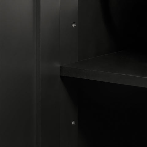 SoBuy FKW110-SCH Keittiövaunu Pyörillä – Kompakti Keittiön Säilytyskaappi Ruostumattomalla Työtasolla, 80×90×46 cm, Musta