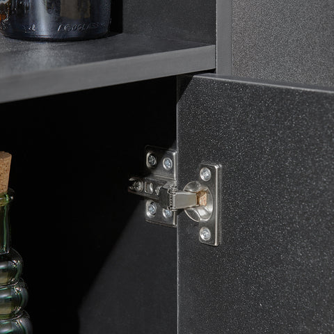 SoBuy FKW113-SCH Musta Keittiövaunu Pyörillä – Säilytyskaappi, Työtaso ja Säilytyspenkki 75x46x83 cm