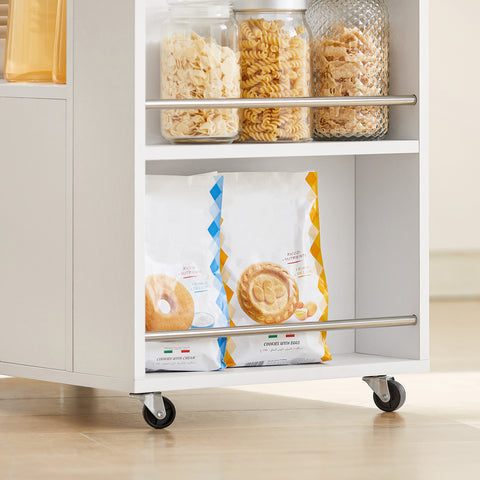 Ennakkomyynti SoBuy FKW113-WN – Monikäyttöinen keittiövaunu pyörillä, säilytyskaluste laatikolla ja ovilla, valkoinen 75×46×83 cm