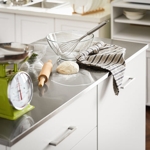 SoBuy FKW117-W Pyörillä varustettu Keskisaareke INOX-työtasolla ja Yhdellä Laatikkolla, Liikkuva Hylly Keittiöön tai Ruokasaliin, Keittiökaluste Tallennustilalla 120 x 56 x 90 cm