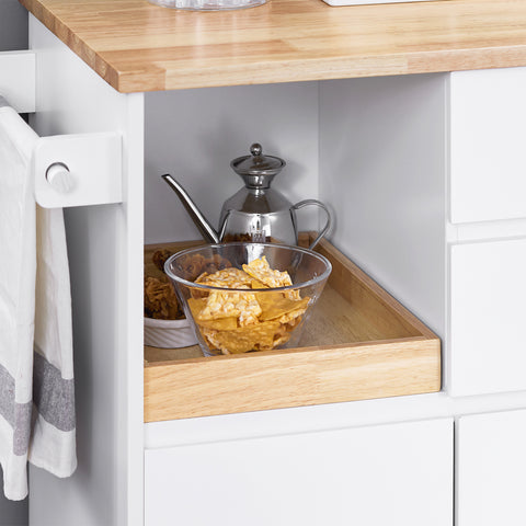 Ennakkomyynti SoBuy FKW123-WN Keittiövaunu Pyörillä – Säilytyskaappi, Irrotettava Tarjotin, 2 Laatikkoa ja 2 Ovea, 72×40×84 cm, Valkoinen