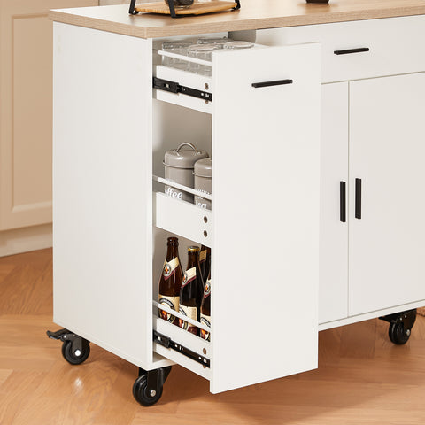 SoBuy FKW126-WN – Tilava ja Liikkuva Keittiövaunu | 2 Laatikkoa, Kaappi, Pyyheteline ja Jarrulliset Pyörät