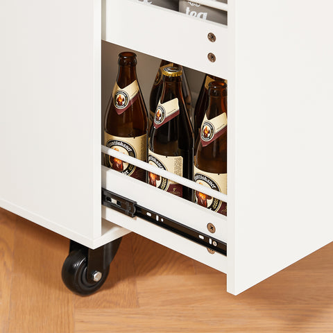 SoBuy FKW126-WN – Tilava ja Liikkuva Keittiövaunu | 2 Laatikkoa, Kaappi, Pyyheteline ja Jarrulliset Pyörät