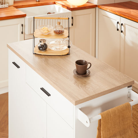 SoBuy FKW126-WN – Tilava ja Liikkuva Keittiövaunu | 2 Laatikkoa, Kaappi, Pyyheteline ja Jarrulliset Pyörät