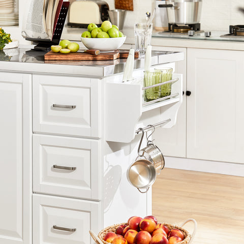 SoBuy FKW41-ST Keittiösaareke Pyörillä – Laajennettava Työtaso, 2 Laatikoa & Säädettävät Hyllyt | Liikuteltava Tarjoiluvaunu Keittiöön ja Ruokailutilaan (130 × 46/71 × 91 cm)