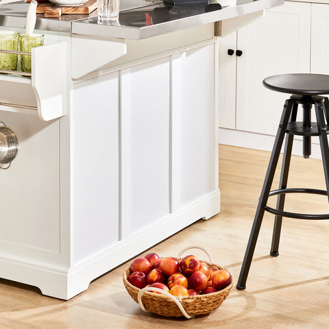 SoBuy FKW41-ST Keittiösaareke Pyörillä – Laajennettava Työtaso, 2 Laatikoa & Säädettävät Hyllyt | Liikuteltava Tarjoiluvaunu Keittiöön ja Ruokailutilaan (130 × 46/71 × 91 cm)