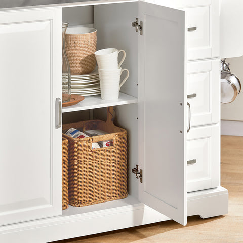 SoBuy FKW41-ST Keittiösaareke Pyörillä – Laajennettava Työtaso, 2 Laatikoa & Säädettävät Hyllyt | Liikuteltava Tarjoiluvaunu Keittiöön ja Ruokailutilaan (130 × 46/71 × 91 cm)