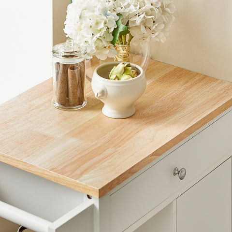 SoBuy Keittiökaappi Pyörillä puukuitulevyä Valkoinen FKW46-WN