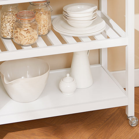 SoBuy Keukentrolley pyörillä, keittiösaari ruostumattomasta teräksestä, laatikot ja avohyllyt, tarjoiluvaunu ja säilytyskaluste keittiöön, olohuoneeseen, puutarhaan, 81x90x45cm FKW47-II-W