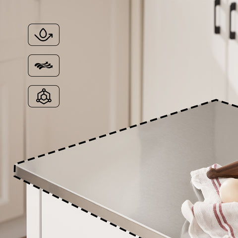 SoBuy Keukentrolley pyörillä, keittiösaari ruostumattomasta teräksestä, laatikot ja avohyllyt, tarjoiluvaunu ja säilytyskaluste keittiöön, olohuoneeseen, puutarhaan, 81x90x45cm FKW47-II-W