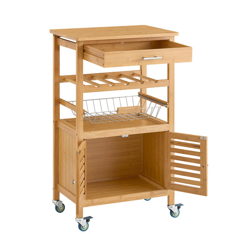 SoBuy Keittiökaappi Pyörillä bambupuuta Beige FKW53-N