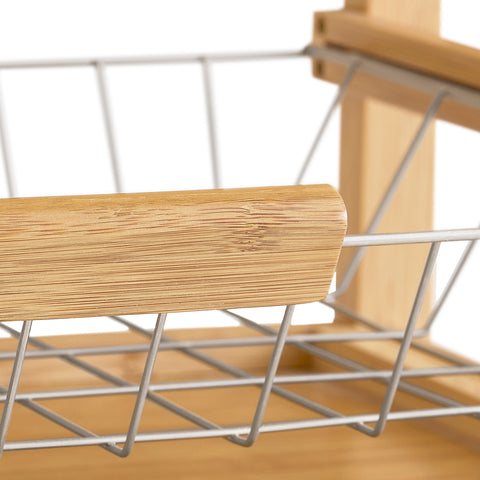 SoBuy Keittiökaappi Pyörillä bambupuuta Beige FKW53-N