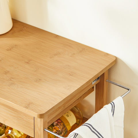 SoBuy Keittiökaappi Pyörillä bambupuuta Beige FKW53-N