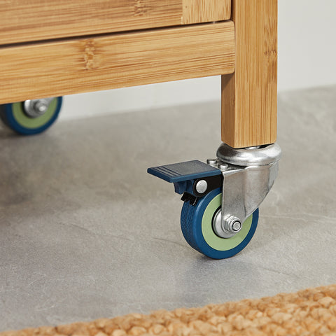 SoBuy Keittiökaappi Pyörillä bambupuuta Beige FKW53-N