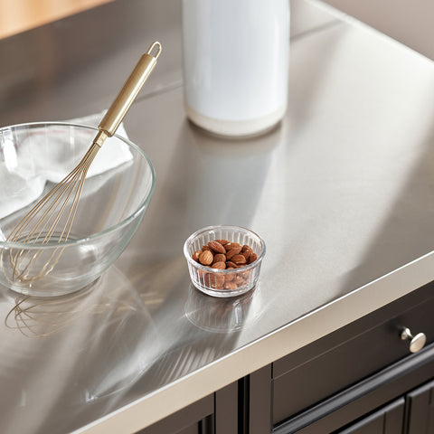 SoBuy FKW71-SCH Liikkuva Keittiösaareke – Laajennettavalla Työtasolla, 2 Laatikkolla ja Säädettävillä Hyllyillä – Keittiön tai Ruokailuhuoneen Liikkuva Säilytyskaluste, Musta, 115x92x(46-71)cm