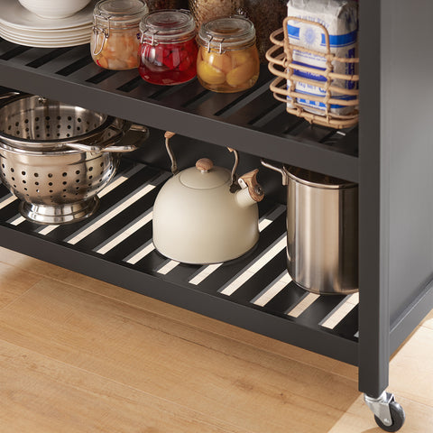 SoBuy FKW74-SCH – Monikäyttöinen Keittiövaunu Pyörillä, 100×60×94 cm, Musta