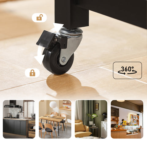 SoBuy FKW74-SCH – Monikäyttöinen Keittiövaunu Pyörillä, 100×60×94 cm, Musta