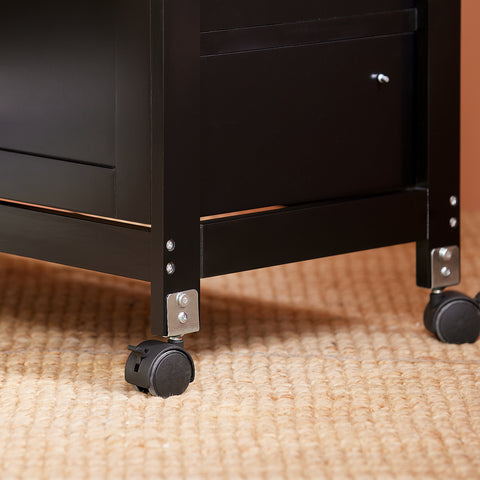 SoBuy FKW79-SCH Keittiösaareke Pyörillä, Kolme Laatikkoa ja Irrotettava Hylly, Keittiön Säilytyskaluste, Musta (L68xP38xK85cm)