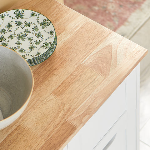 SoBuy FKW79-W Keittiösaareke Rullat ja Säilytys, 3 Laatikkoa ja 1 Irrotettava Hylly, Valkoinen, L68xP38xH85cm