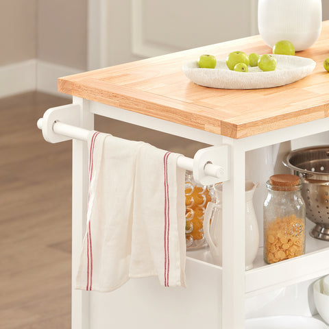 SoBuy FKW97-WN – Liikuteltava Keittiösaareke 108×60×90 cm | Monitoiminen Säilytysvaunu ja Työtaso