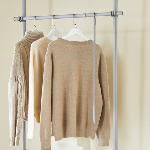 SoBuy FRG109-II-HG Teleskooppinen Vaatekaari – Säädettävä ja Vahva Avoin Vaateteline, 2 Ripustustangolla, Makuuhuoneeseen ja Walk-in -vaatehuoneeseen, Harmaa