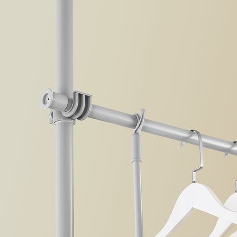 SoBuy FRG109-II-HG Teleskooppinen Vaatekaari – Säädettävä ja Vahva Avoin Vaateteline, 2 Ripustustangolla, Makuuhuoneeseen ja Walk-in -vaatehuoneeseen, Harmaa