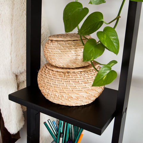 SoBuy kapea Kirjahylly Kulmahylly Korkea hylly ja vitriinit 4 hyllyä musta FRG15-SCH