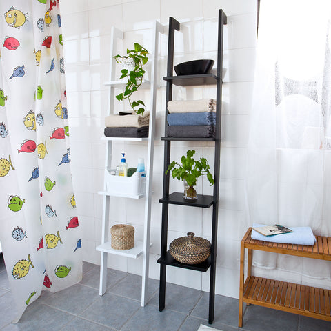 SoBuy kapea Kirjahylly Kulmahylly Korkea hylly ja vitriinit 4 hyllyä musta FRG15-SCH