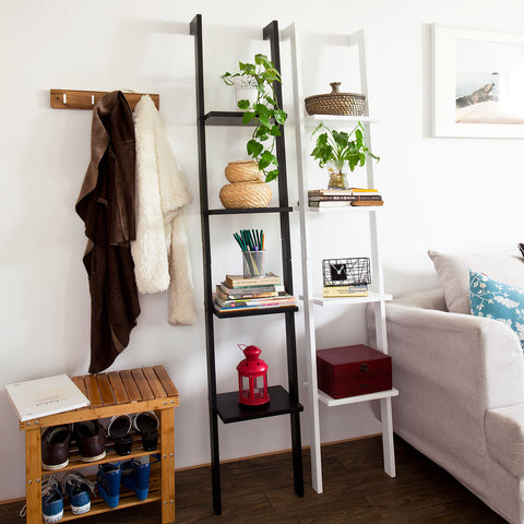 SoBuy kapea Kirjahylly Kulmahylly Korkea hylly ja vitriinit 4 hyllyä musta FRG15-SCH