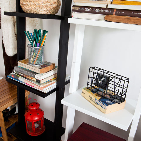 SoBuy kapea Kirjahylly Kulmahylly Korkea hylly ja vitriinit 4 hyllyä musta FRG15-SCH