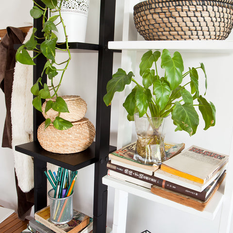 SoBuy kapea Kirjahylly Kulmahylly Korkea hylly ja vitriinit 4 hyllyä musta FRG15-SCH