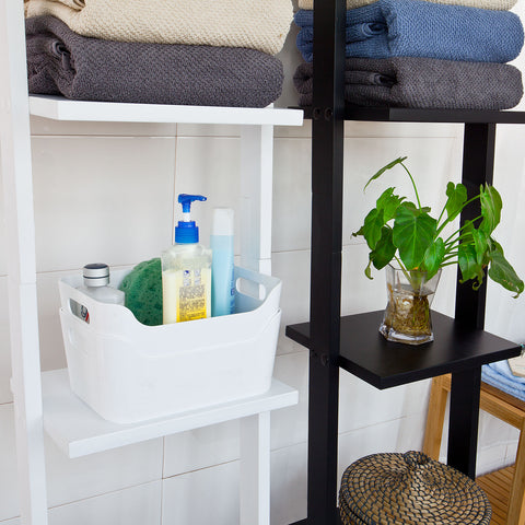 SoBuy kapea Kirjahylly Kulmahylly Korkea hylly ja vitriinit 4 hyllyä musta FRG15-SCH