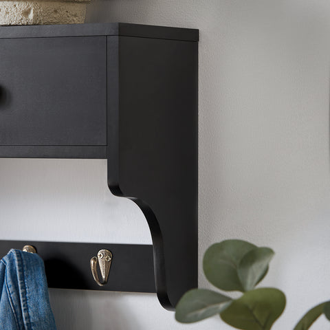 Ennakkomyynti SoBuy Seinähylly Vaatekaappi 2 koreja ja 5 koukkua FRG178-SCH