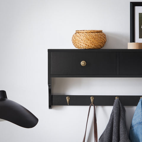 Ennakkomyynti SoBuy Seinähylly Vaatekaappi 2 koreja ja 5 koukkua FRG178-SCH