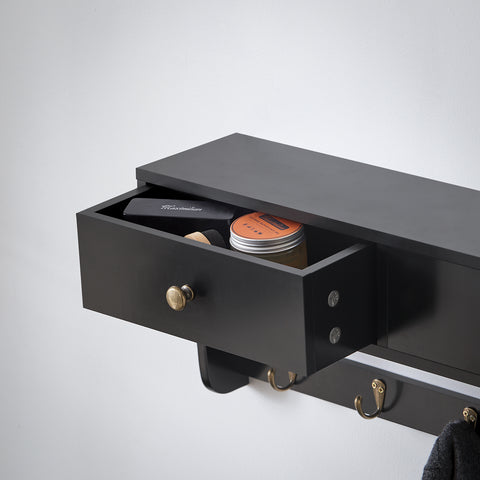 Ennakkomyynti SoBuy Seinähylly Vaatekaappi 2 koreja ja 5 koukkua FRG178-SCH