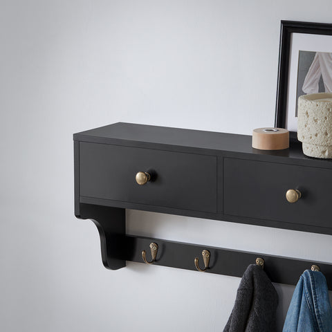 Ennakkomyynti SoBuy Seinähylly Vaatekaappi 2 koreja ja 5 koukkua FRG178-SCH